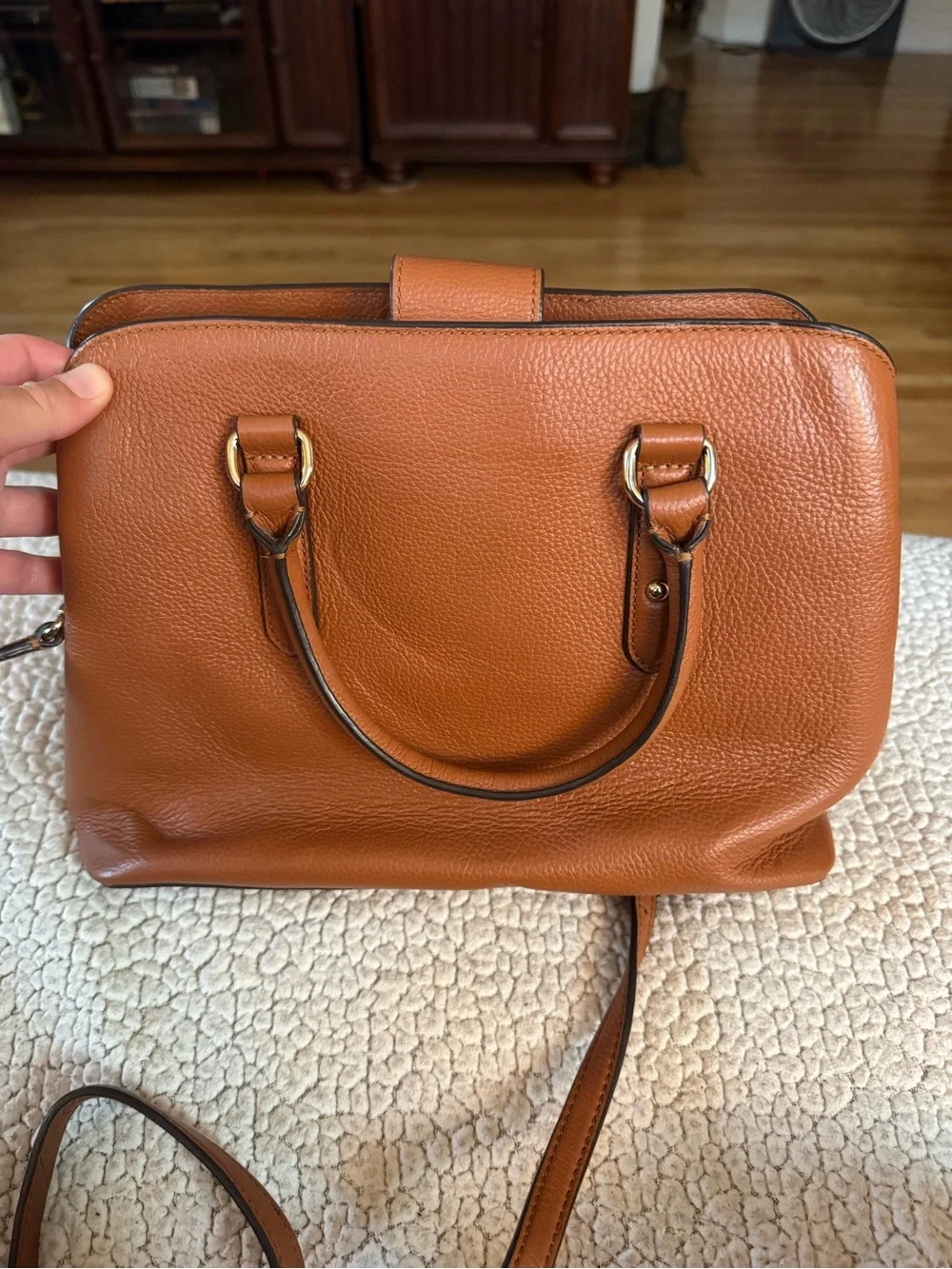 kate spade Leather Dome Satchel in Warm Tan